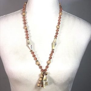 ☀️WEEKEND SALE☀️ ☀️Handmade burnt orange and tan pendant necklace